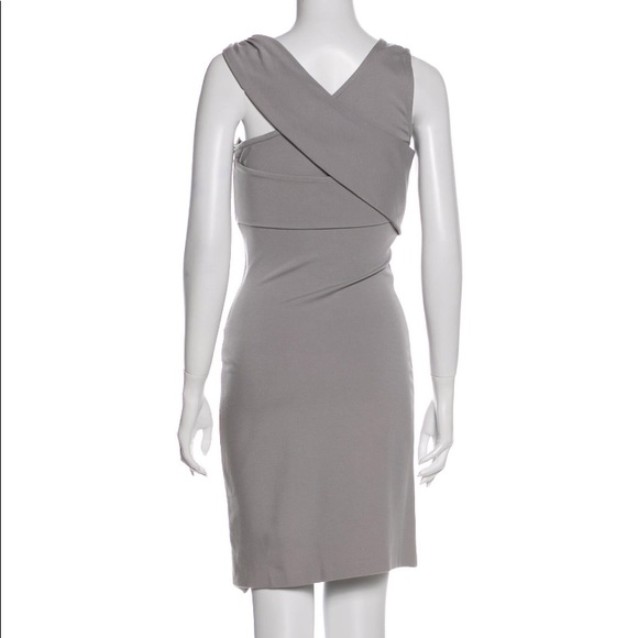 Halston Heritage One-Shoulder Sexy Gray Dress - Picture 2 of 5